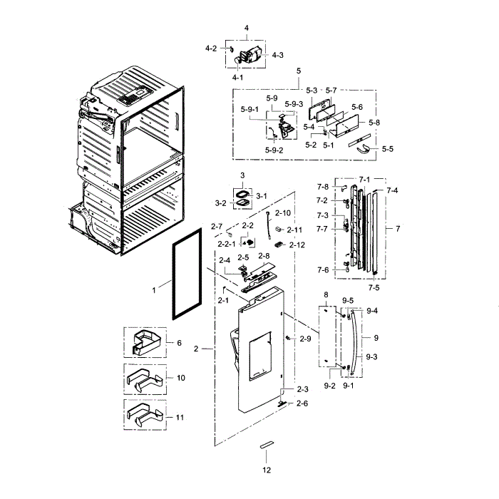 Refrigerator Door L Diagram and Parts List for RF28HMEDBBC AA-01 Samsung Refrigerator