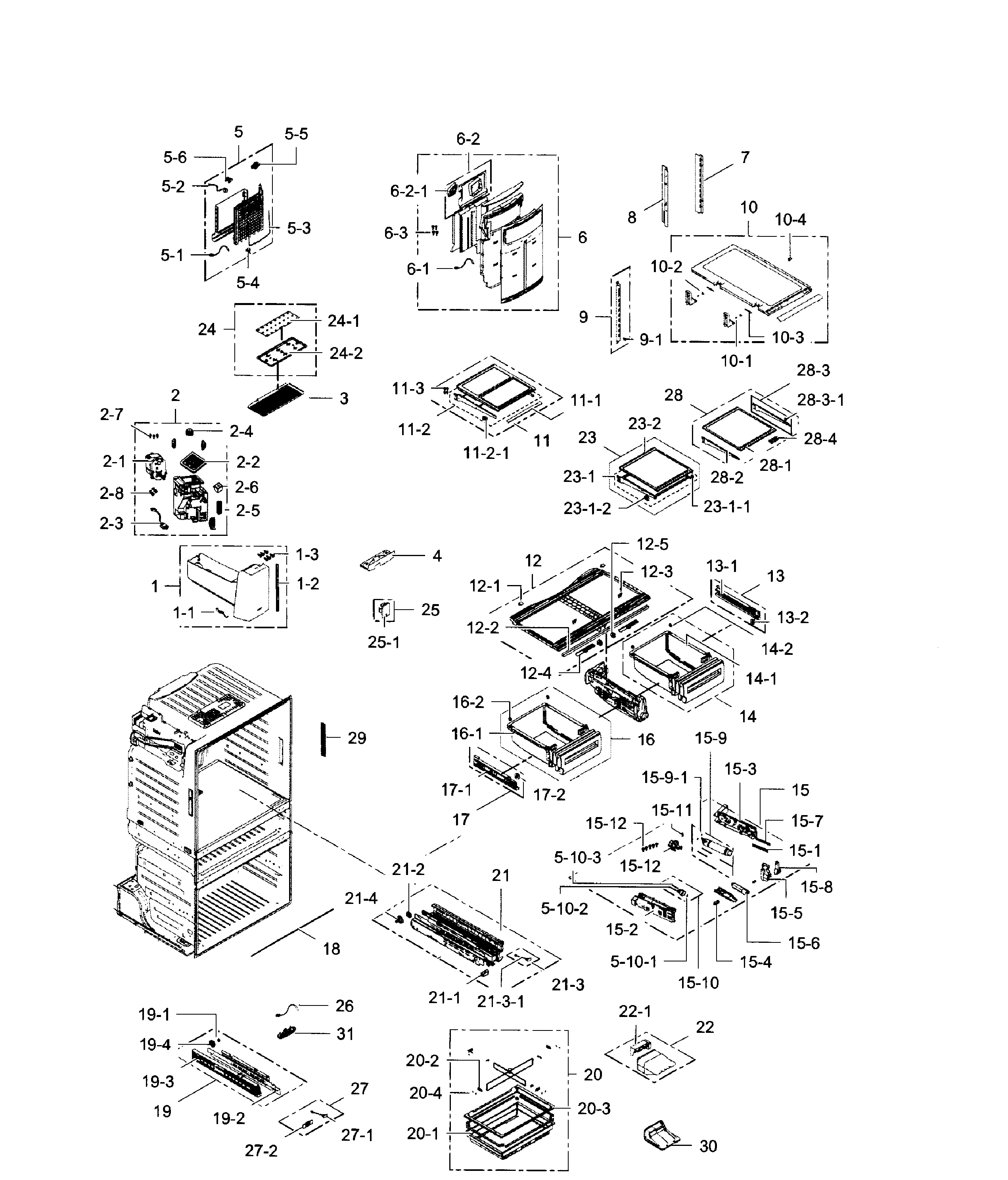 Fridge Diagram and Parts List for RF28HMEDBSR AA-0010 Samsung Refrigerator