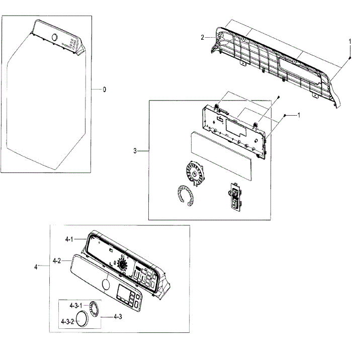 Control Panel Diagram and Parts List for DV48J7770EP A2-00 Samsung Dryer