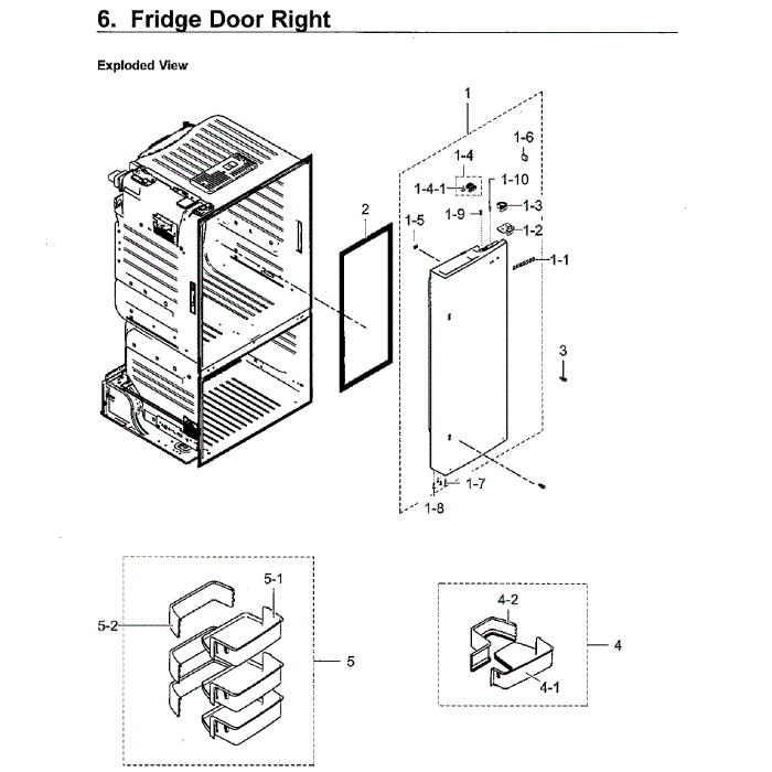 Fridge Door Rt Diagram and Parts List for RF23HCEDBWW AA-09 Samsung Refrigerator