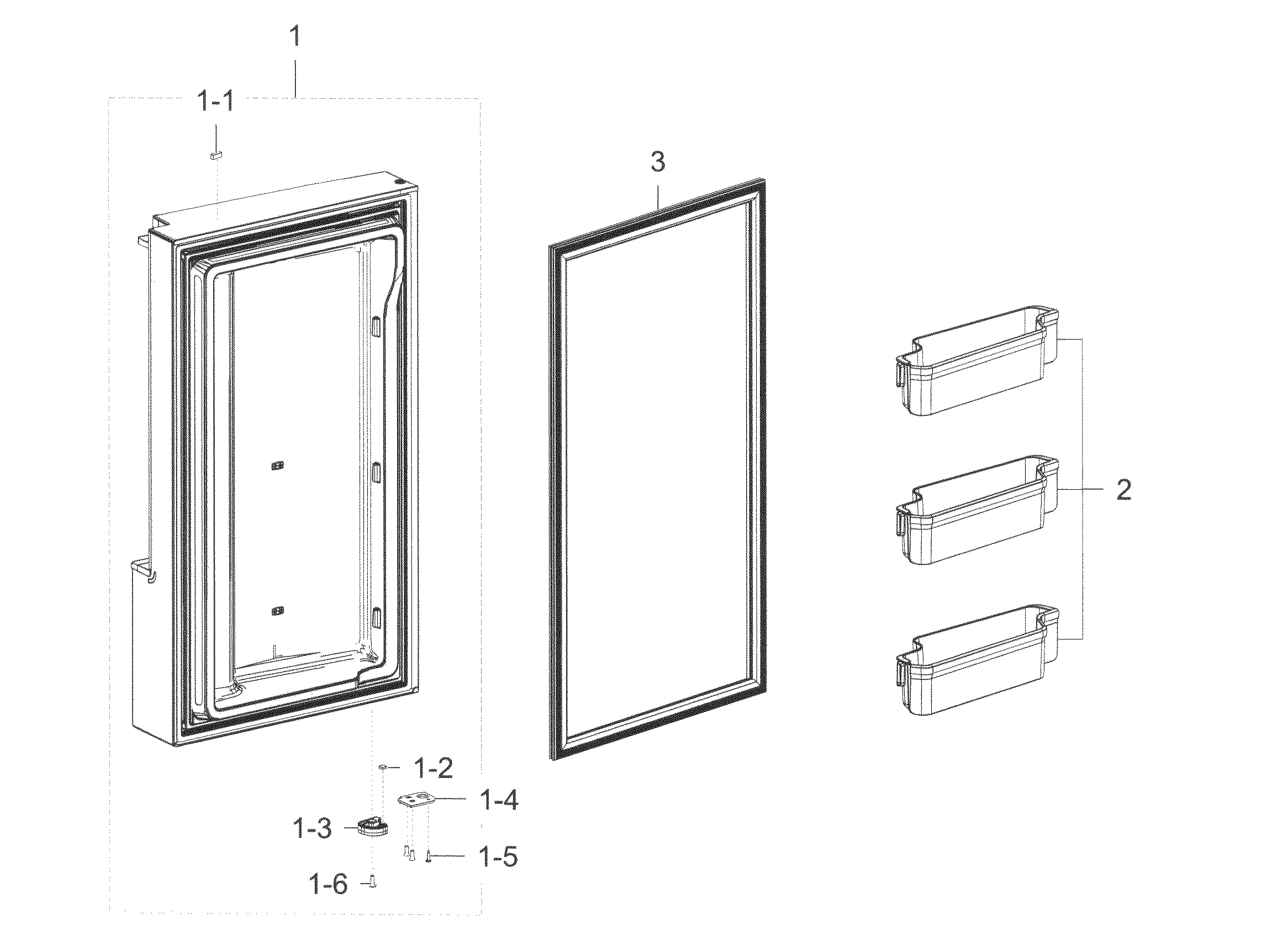 Freezer Door L Diagram and Parts List for RF23J9011SG AA-0004 Samsung Refrigerator