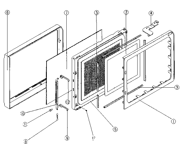 Door Diagram and Parts List for 4018934980  Kenmore Microwave