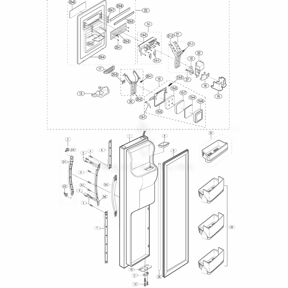 Freezer Door Diagram and Parts List for RS2577SW  Samsung Refrigerator