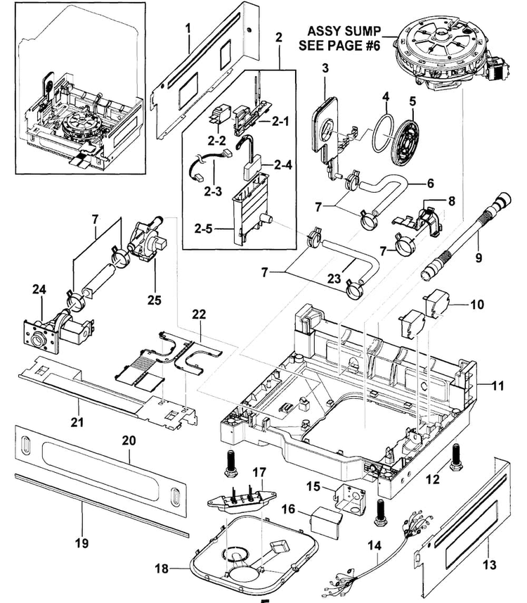 Base Assy Diagram and Parts List for DMR77LHW XAA-0000 Samsung Dishwasher