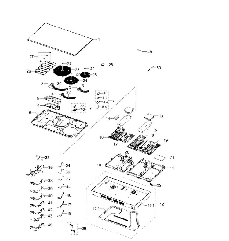 Main Asy Diagram and Parts List for NZ36K7880US AA-0000 Samsung Cooktop