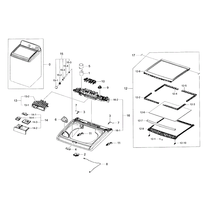 Cover Top Diagram and Parts List for WA456DRHDSU AA-04 Samsung Washer