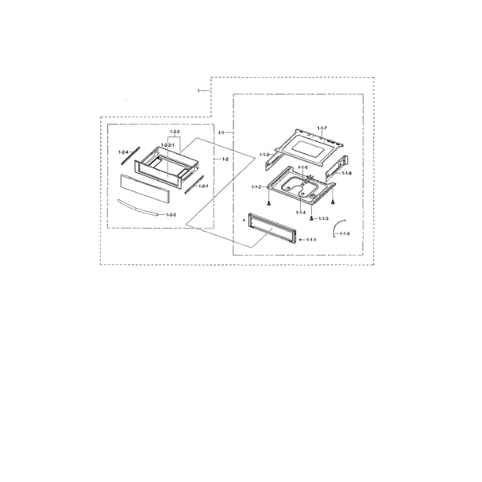 Drawer Assembly Diagram and Parts List for NE599N1PBSR AC-03 Samsung Range