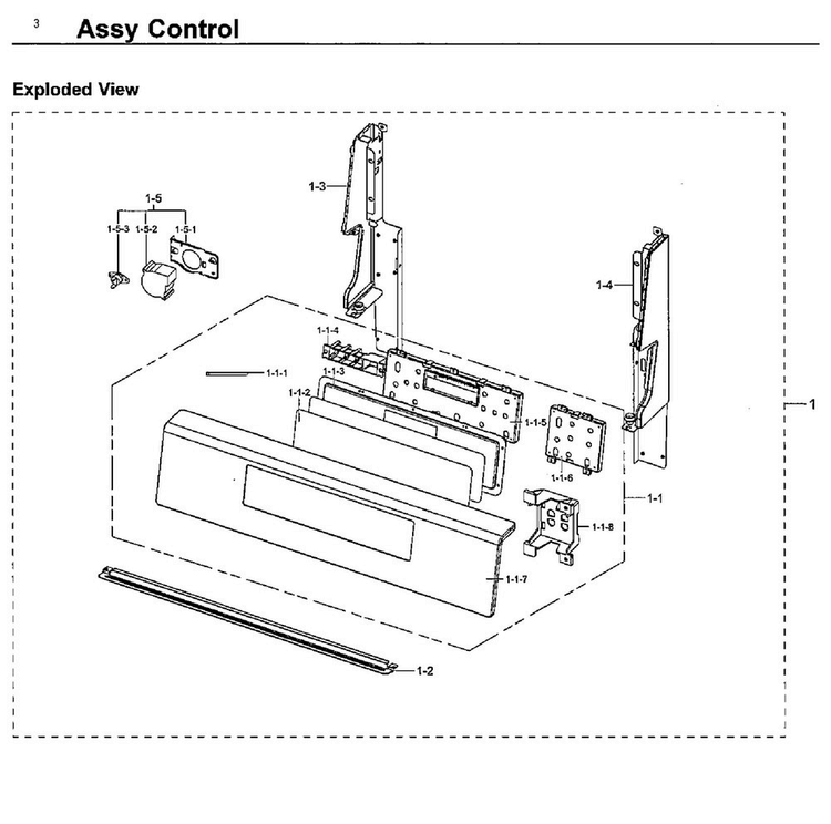 Control Diagram and Parts List for NX58J7750SS AA-0001 Samsung Range