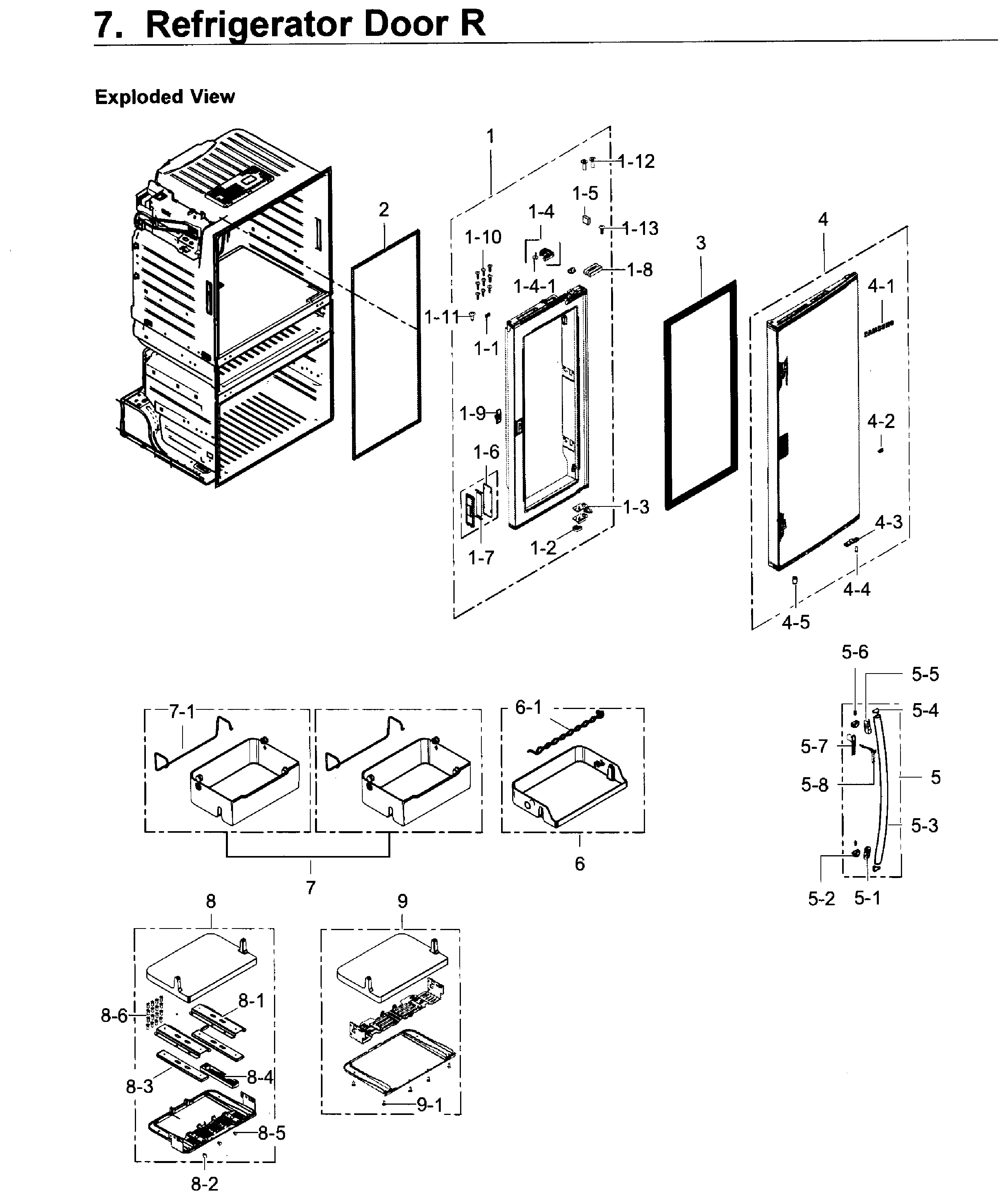 Fridge Door R Diagram and Parts List for RF28JBEDBSR AA-0002 Samsung Refrigerator