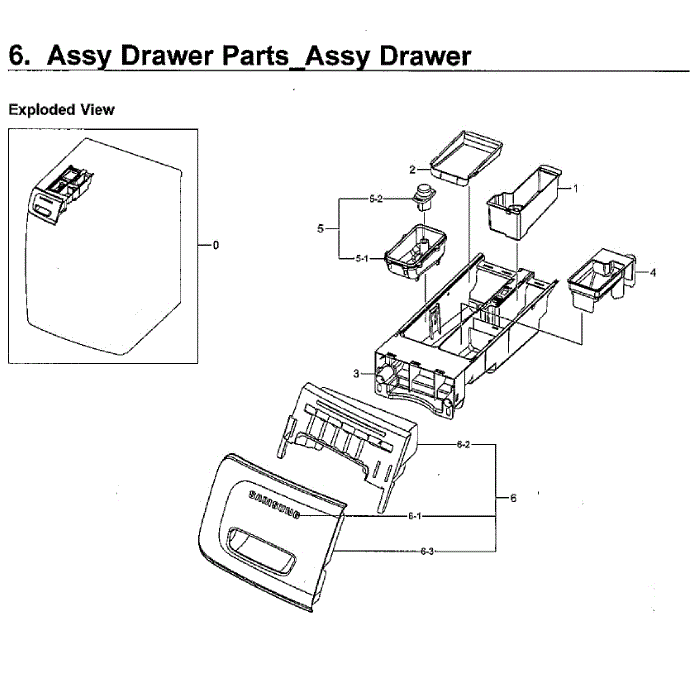 Drawer Diagram and Parts List for WF45M5500AW A5-00 Samsung Washer