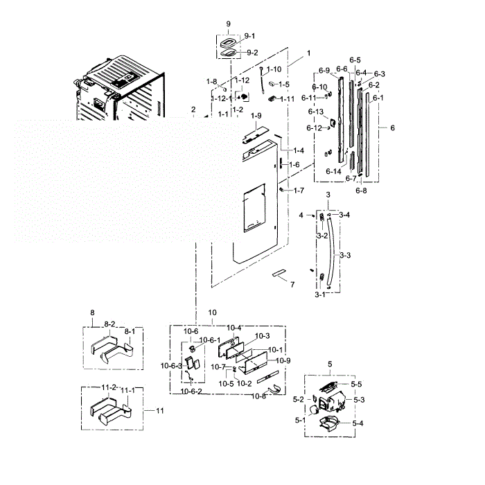 Fridge Door L Diagram and Parts List for RF23HCEDTSR AA-04 Samsung Refrigerator