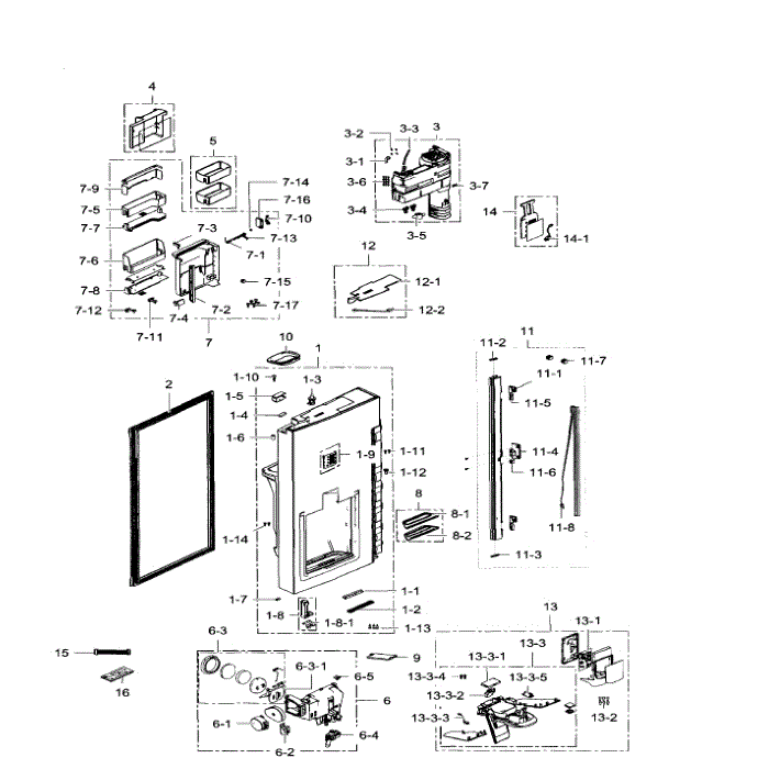 Fridge Door Left Diagram and Parts List for RF34H9960S4 AA-03 Samsung Refrigerator