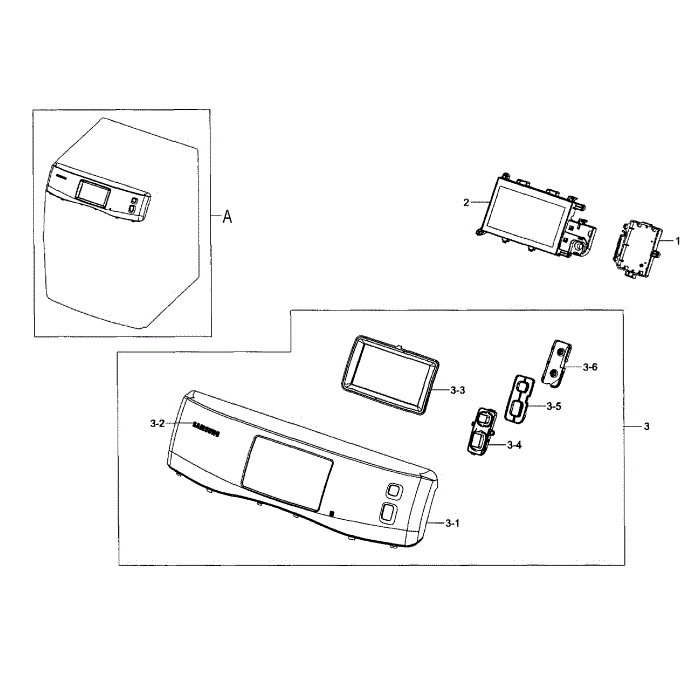 Control Panel Diagram and Parts List for DV457GVGSGR AA-00 Samsung Dryer