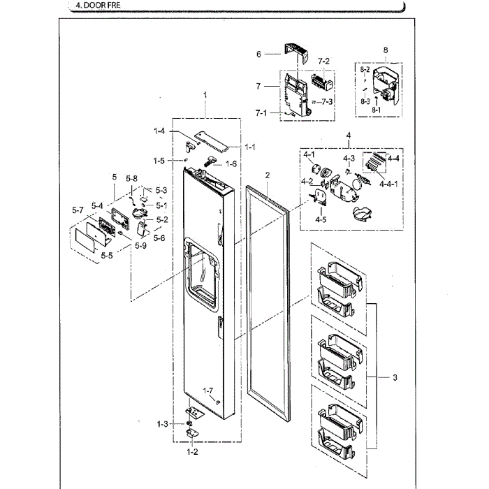 Left Door Diagram and Parts List for RS25H5111WW AA-02 Samsung Refrigerator