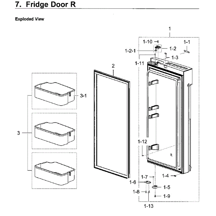 Fridge Door Rt Diagram and Parts List for RF28K9070SR AA-02 Samsung Refrigerator