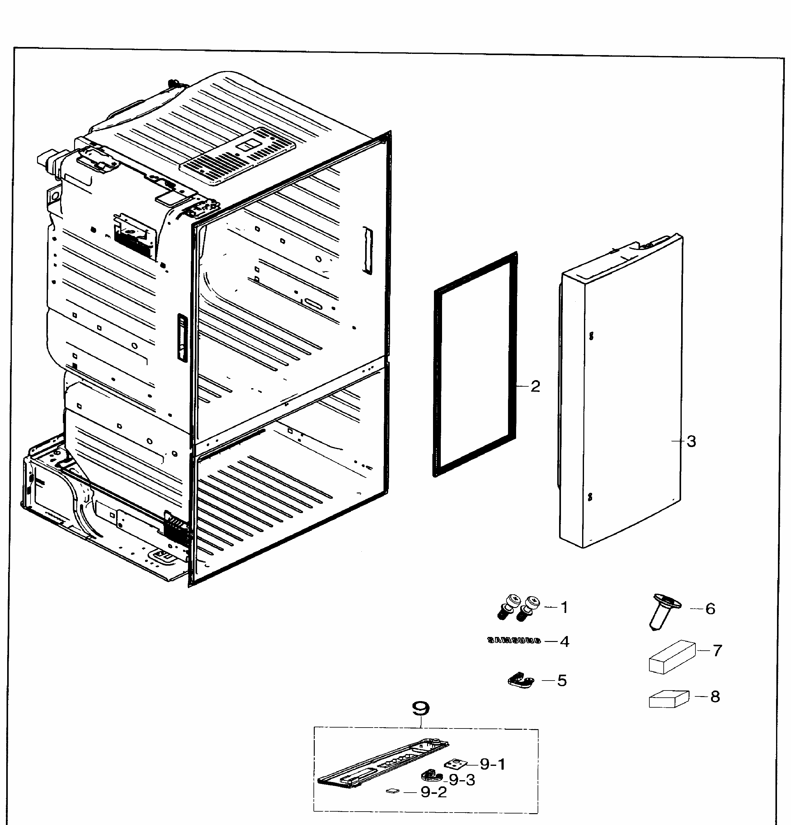 Right Door Diagram and Parts List for RF26HFENDWW AA-0000 Samsung Refrigerator