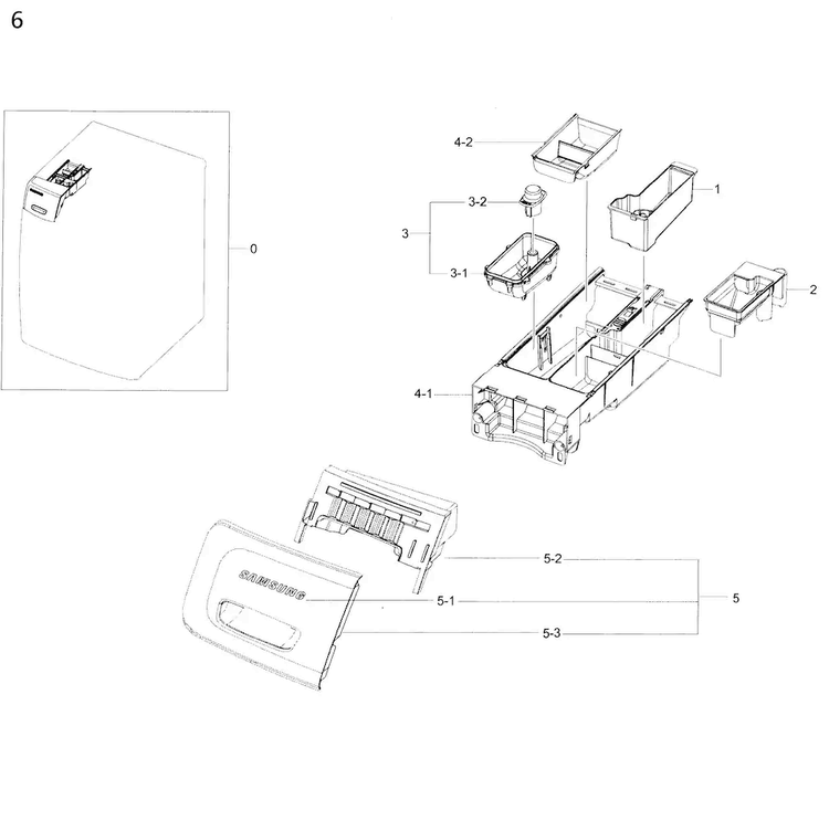 Drawer Diagram and Parts List for WF45K6500AV A2-0000 Samsung Washer