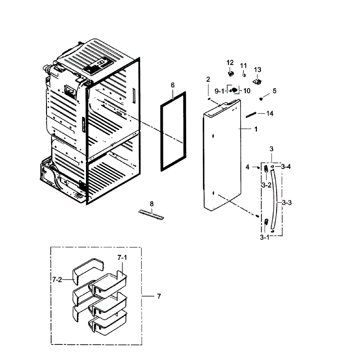 Right Door Diagram and Parts List for RF260BEAEBC AA-01 Samsung Refrigerator