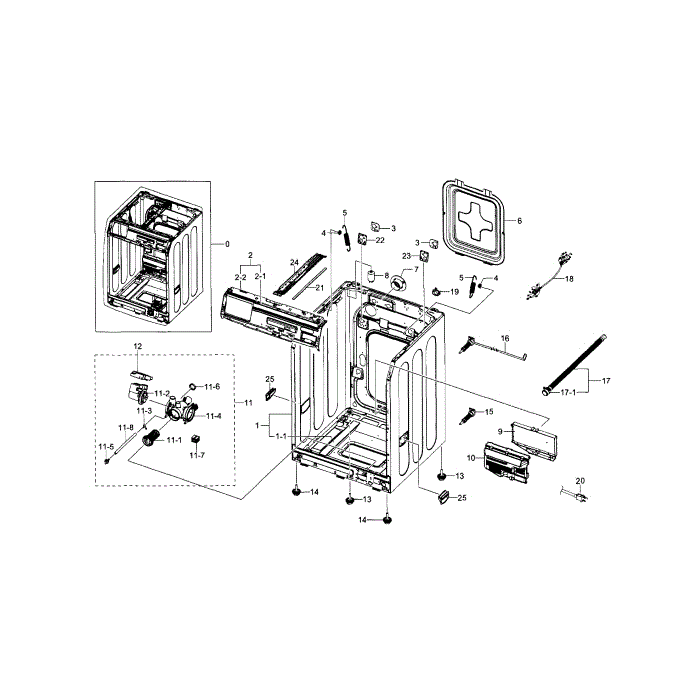 Frame And Cover Diagram and Parts List for WF330ANB XAA-04 Samsung Washer