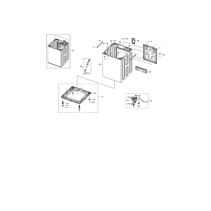 Frame And Case Diagram and Parts List for WA45M7050AW A4-04 Samsung Washer