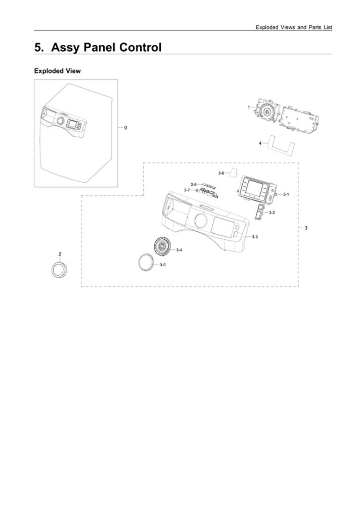 Control Panel Parts Diagram and Parts List for WF45K6500AV A2-01 Samsung Washer