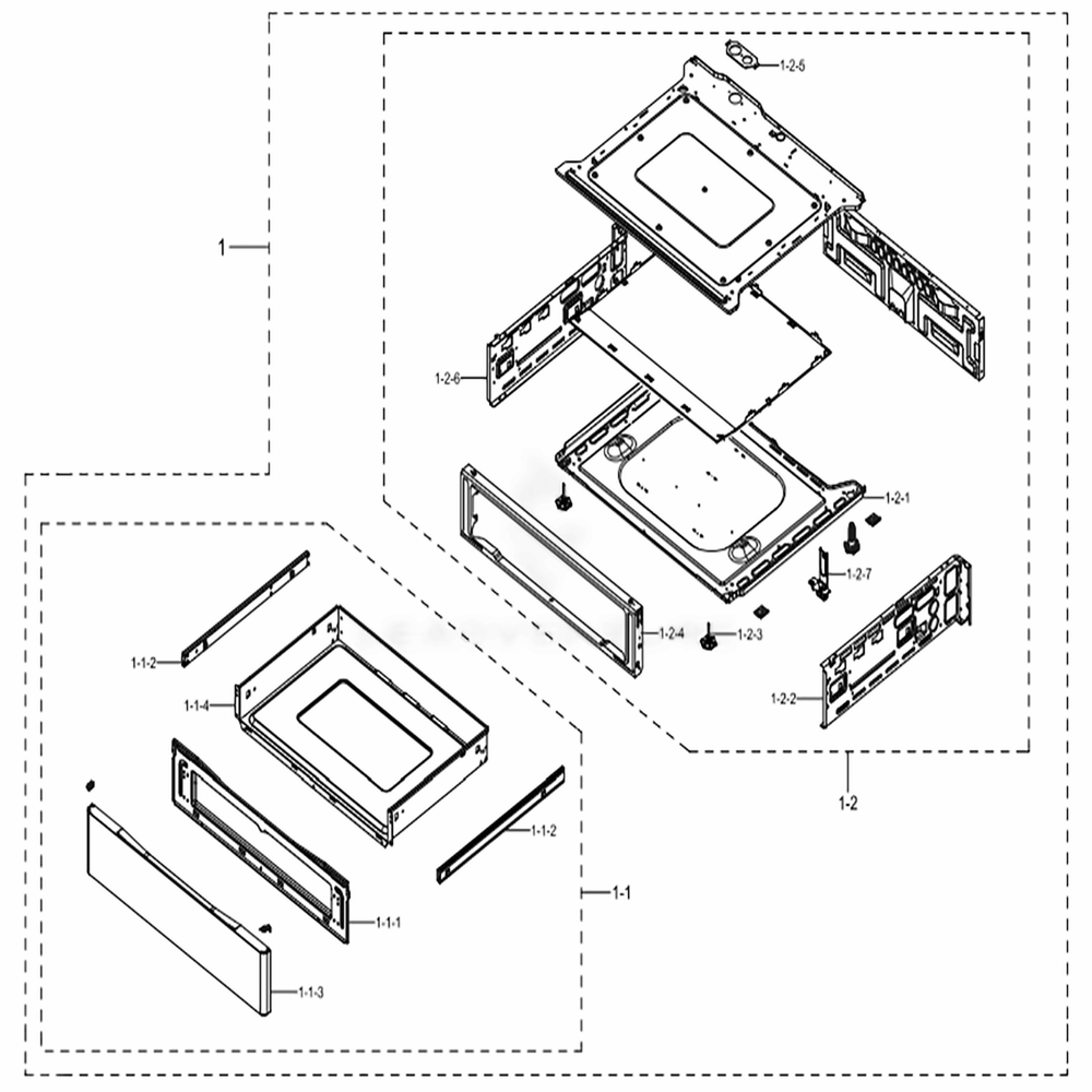 Assembly Drawer Diagram and Parts List for NE58K9500SG (AA)(0002) Samsung Range