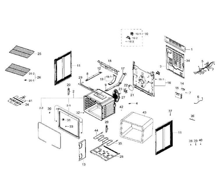 Main Assy Diagram and Parts List for NE59J7650WS AA-0000 Samsung Range