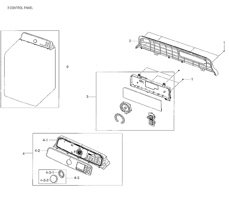 Control Panel Diagram and Parts List for DV48H7400GW A2-0002 Samsung Dryer