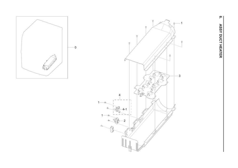 Heater Duct Assembly Diagram and Parts List for DV42H5000EW A3-04 Samsung Dryer