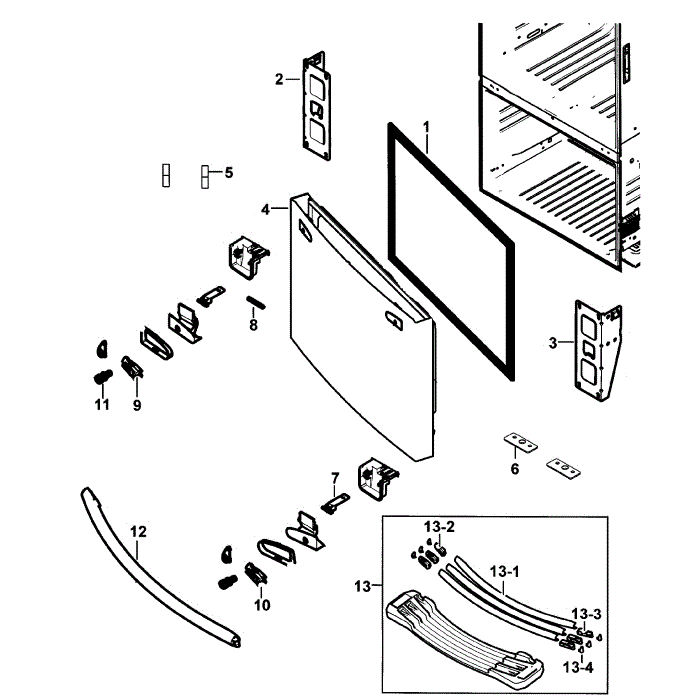 Freezer Door Diagram and Parts List for RF263BEAESR AA-00 Samsung Refrigerator
