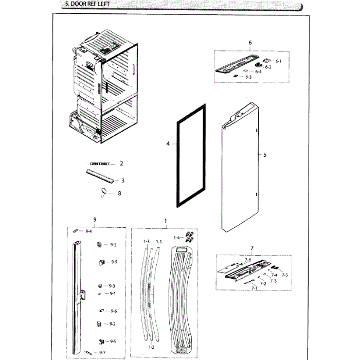 Fridge Door L Diagram and Parts List for RF26HFENDSR AA-03 Samsung Refrigerator