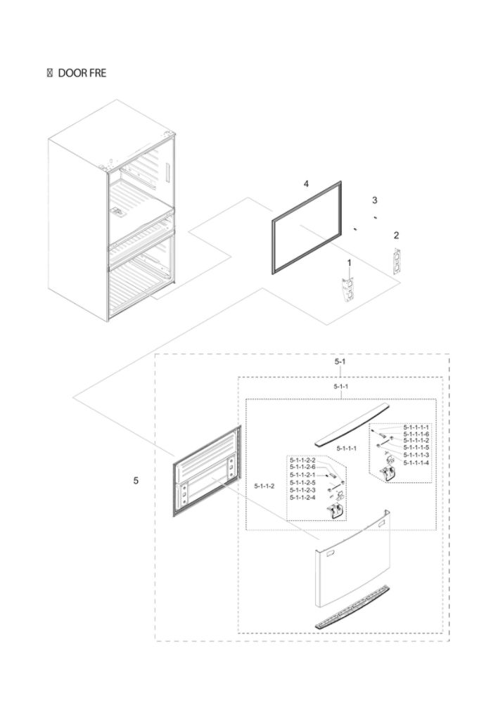 Refrigerator Door Parts Diagram and Parts List for RF262BEAESR AA-00 Samsung Refrigerator