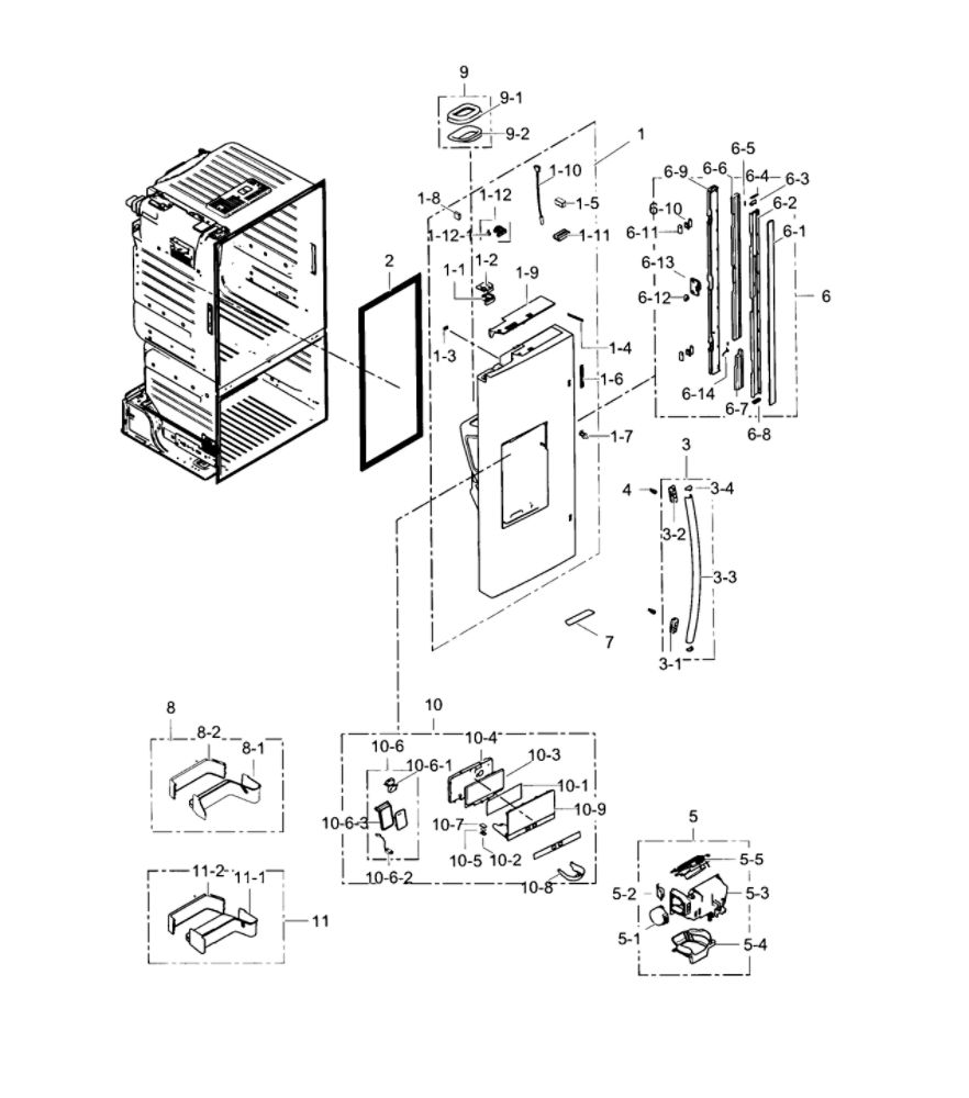 Fridge Door L Diagram and Parts List for RF28HFEDTSR AA-01 Samsung Refrigerator