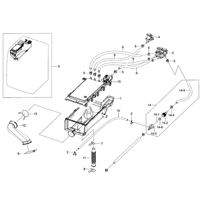 Housing Drawer Diagram and Parts List for WF393BTPAWR A2-00 Samsung Washer