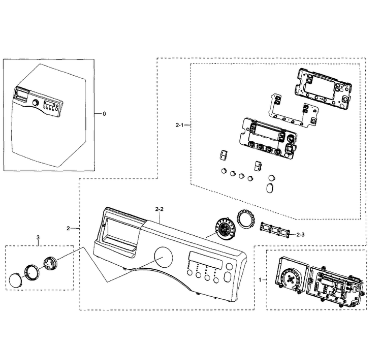 Control Panel Diagram and Parts List for WF350ANR XAA-0005 Samsung Washer