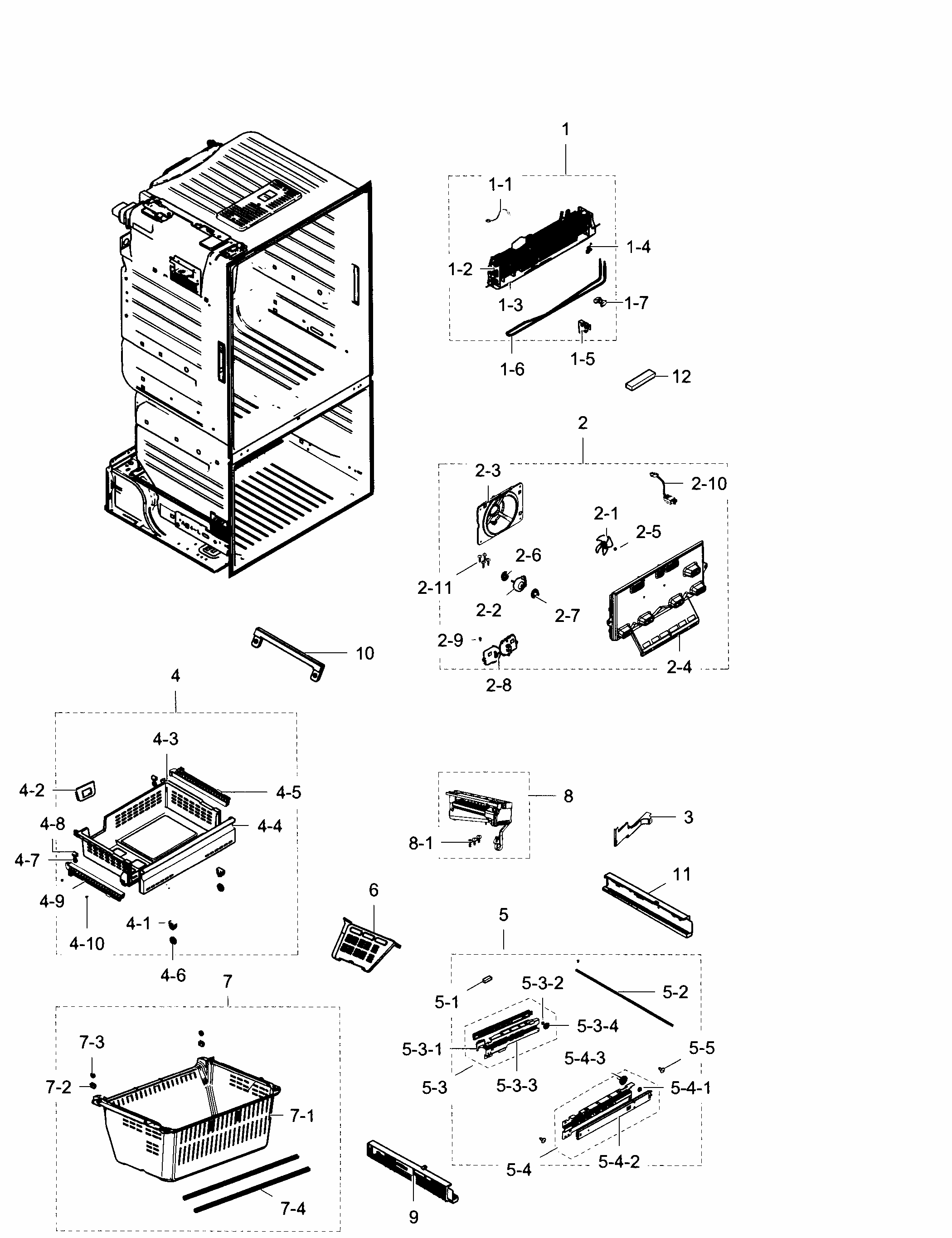Freezer Diagram and Parts List for RF28HDEDPBC AA-0003 Samsung Refrigerator
