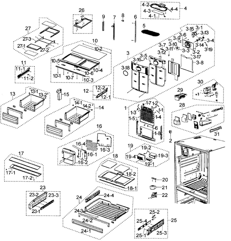 Refrigerator Diagram and Parts List for RFG297ABWP XAA Samsung Refrigerator