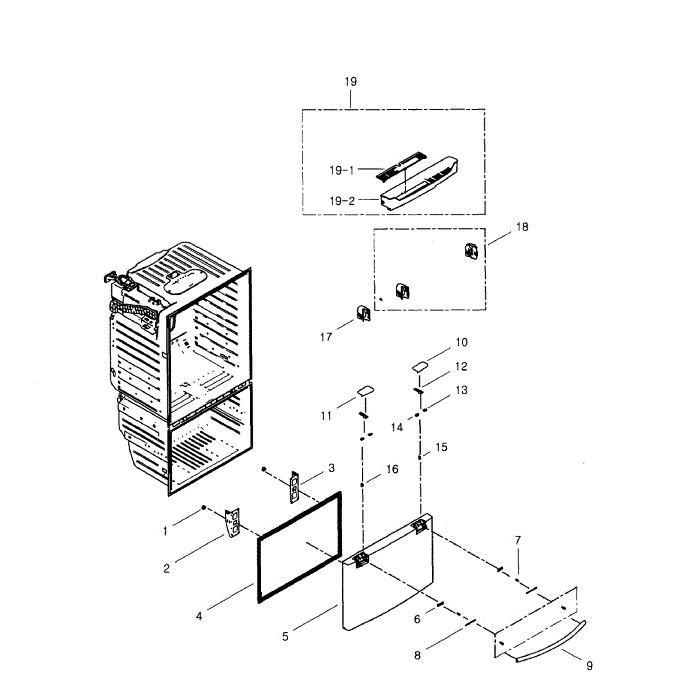 Freezer Door Diagram and Parts List for RFG297HDRS XAA-01 Samsung Refrigerator