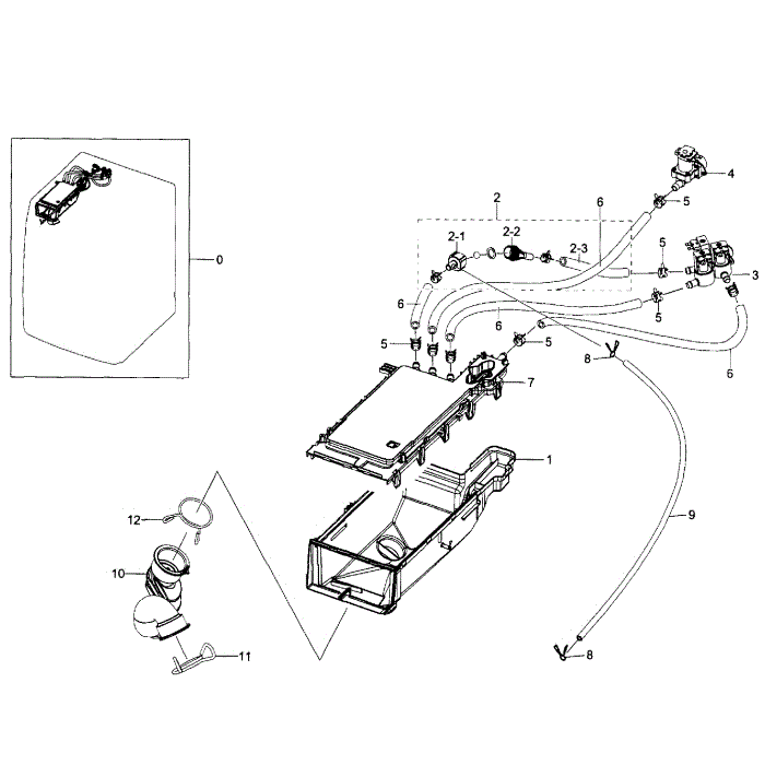Housing Drawer Diagram and Parts List for WF350ANW XAA-06 Samsung Washer