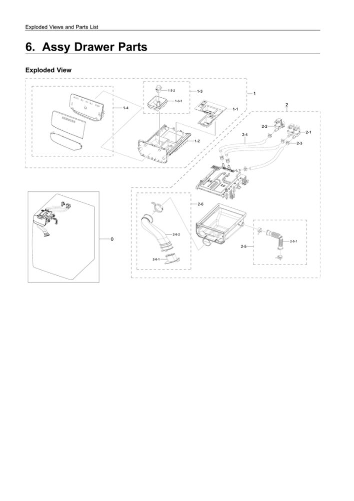 Drawer Parts Diagram and Parts List for WF45T6000AW A5-00 Samsung Washer
