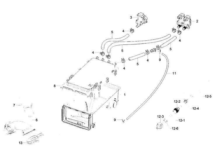 Water Valve Diagram and Parts List for WF231ANW XAA-0001 Samsung Washer