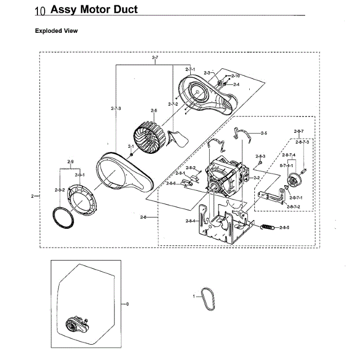 Motor Assembly Diagram and Parts List for DVG60M9900W A3-00 Samsung Dryer