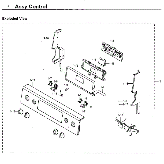 Control Diagram and Parts List for NE59J7630SS AA-02 Samsung Range