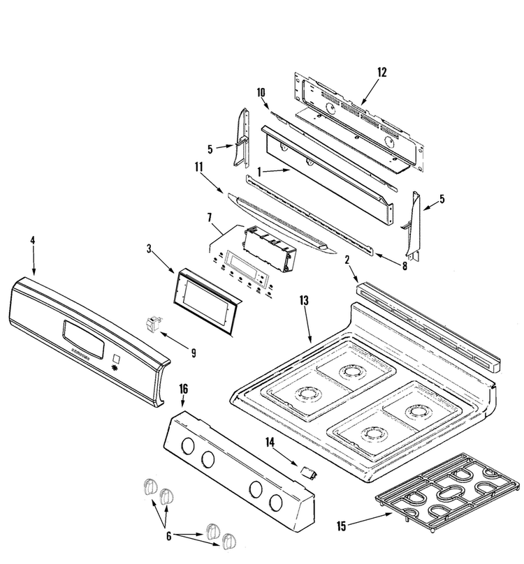 Control Panel/top Assembly Diagram and Parts List for RGSF3330DW XAA Samsung Range