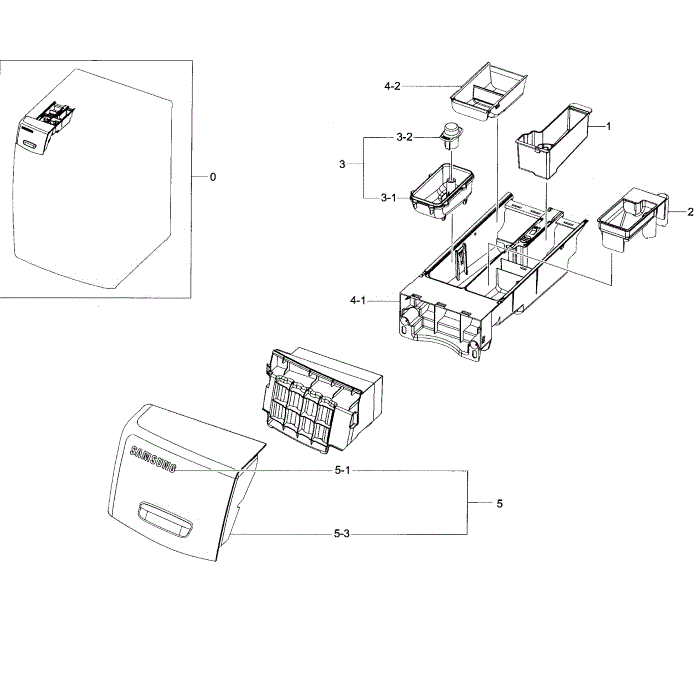 Drawer Diagram and Parts List for WF45H6300AG A2-01 Samsung Washer