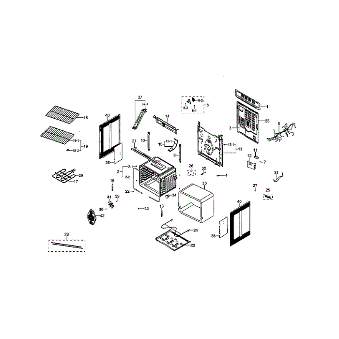 Main Assembly Diagram and Parts List for NE59M4320SB AA-00 Samsung Range