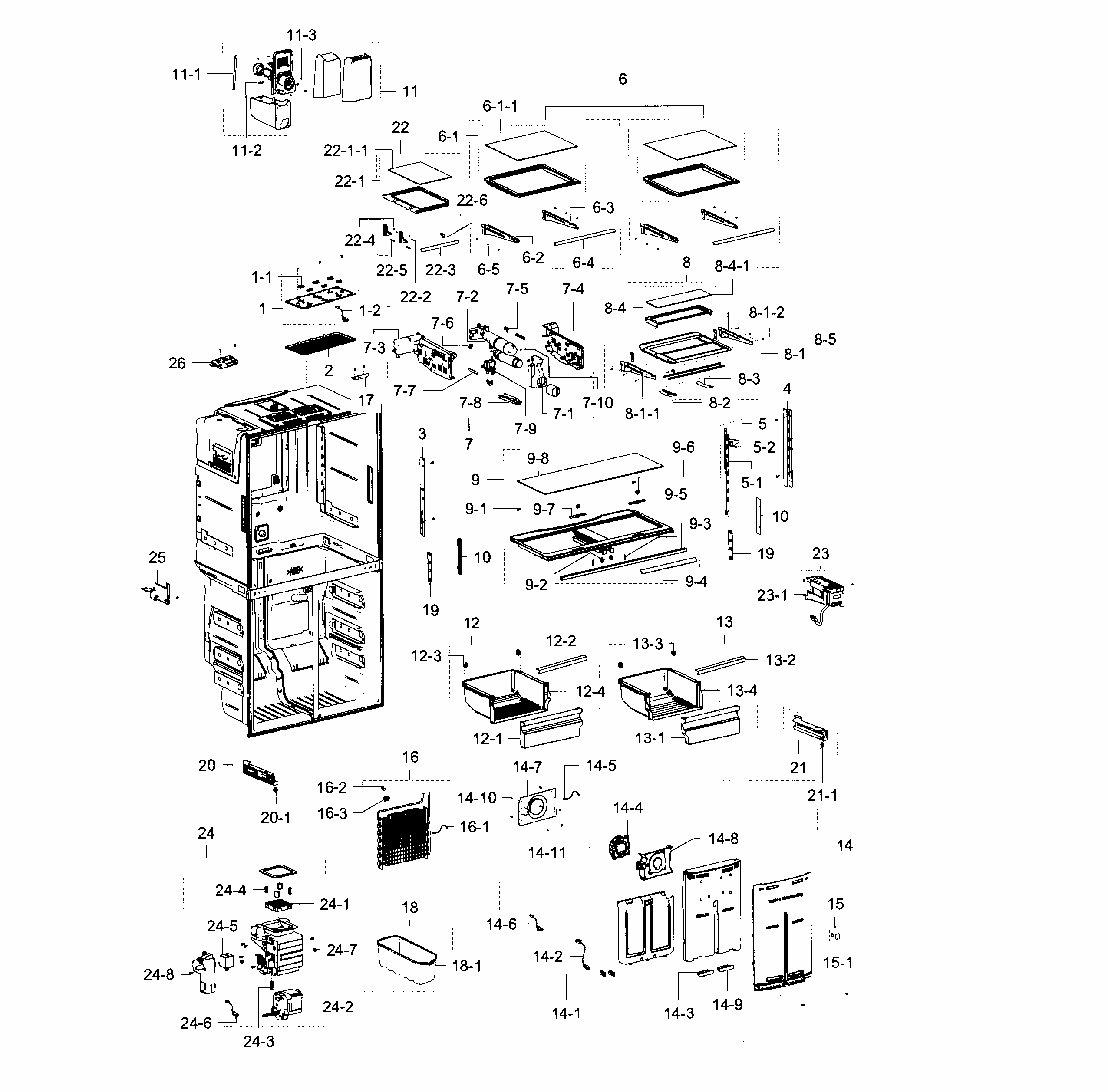 Refrigerator Diagram and Parts List for RF23J9011SR AA-0002 Samsung Refrigerator