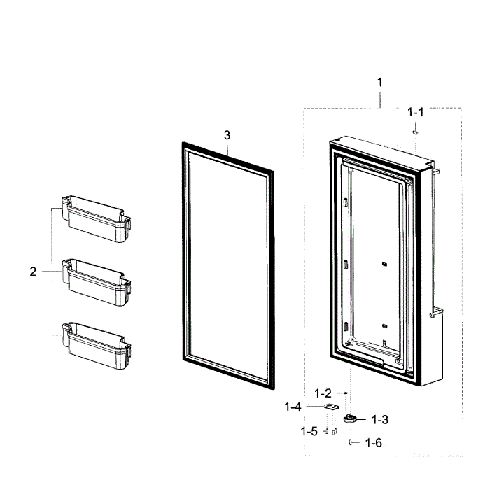 Freezer Door R Diagram and Parts List for RF23J9011SR (AA)(0006) Samsung Refrigerator