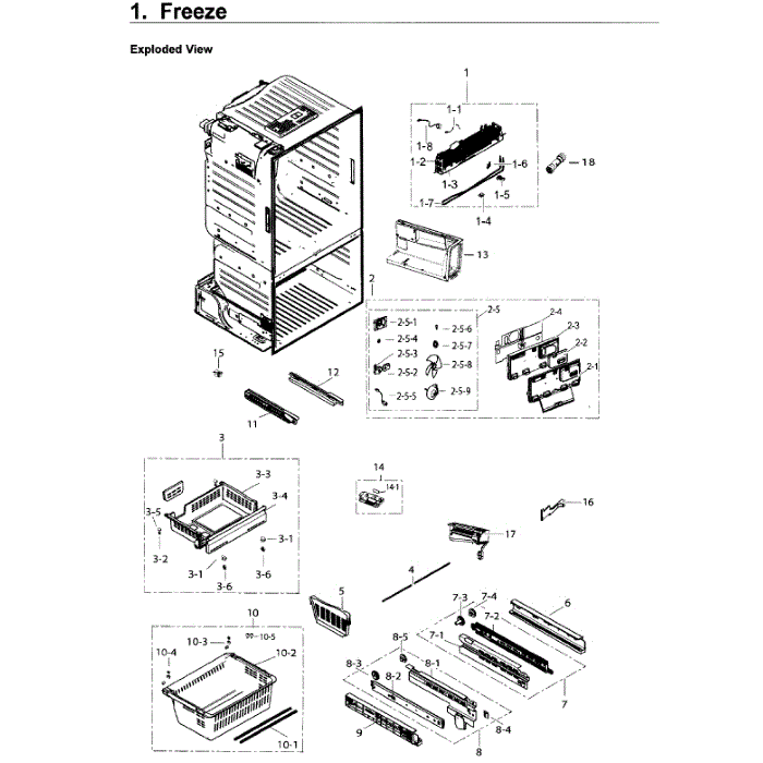 Freezer Diagram and Parts List for RF263BEAEBC AA-04 Samsung Refrigerator