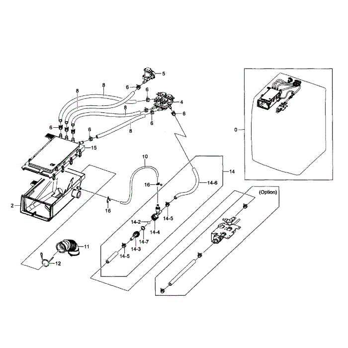 Drawer Housing Diagram and Parts List for WF511ABW XAA-04 Samsung Washer